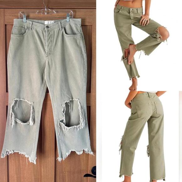 Free People Denim - Free People We The Free Maggie Midrise Straight Leg Jeans Sage Women’s size 31